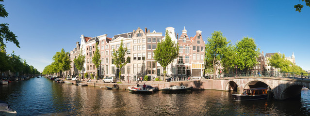 Typical scene in a canal of Amsterdam.