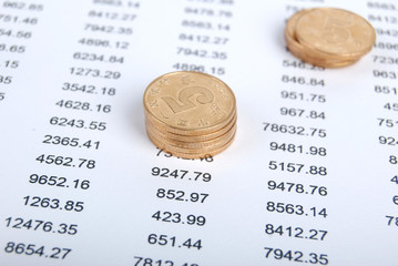 coins on financial data