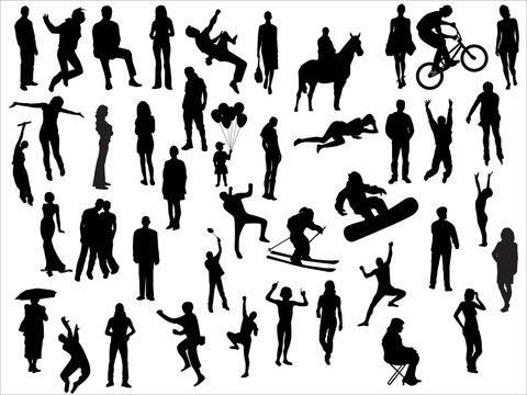 Vector pack of various people silhouettes