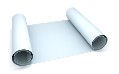 3D blank blueprint roll of paper