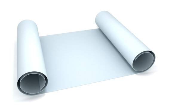 3D Blank Blueprint Roll Of Paper