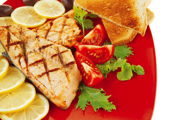 grilled salmon and vegetables