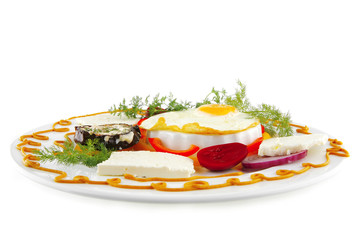 fried egg served on white plate