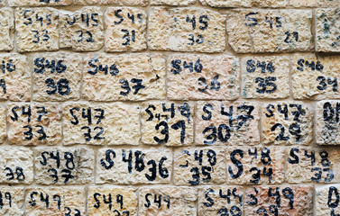 wall with numbers under construction