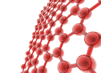 red glossy molecular structure on white