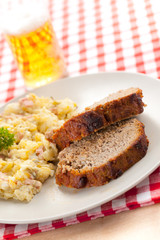 baked meatloaf with potato salad