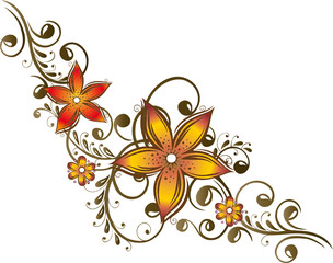 Obraz na płótnie Canvas Blumen, Blüten, Ranke, floral, filigran, abstrakt, orange