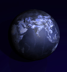 Dark Blue Globe Asia view