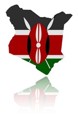 Kenya map flag with reflection illustration