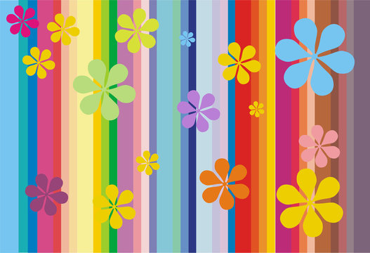 retro flowers - colored background
