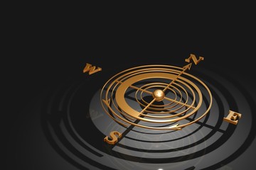Gold Compass 3D render