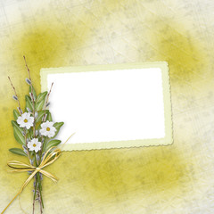 Card for invitation or congratulation with bunch of flowers and