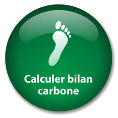 Bouton CALCULER BILAN CARBONE (empreinte écologie dioxyde CO2) - obrazy, fototapety, plakaty