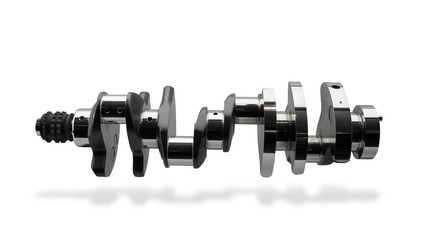 Crankshaft, isolated over white, clipping path, shadow