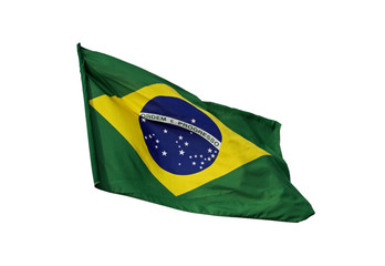 Nationalflagge Brasilien, freigestellt auf weißem Hintergrund