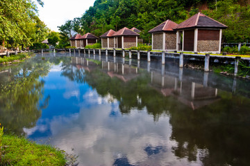 Fototapeta na wymiar Hot spring spa, travel and recreation place in Fang, Chiangmai,