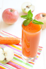 Fresh apple and carrot juice