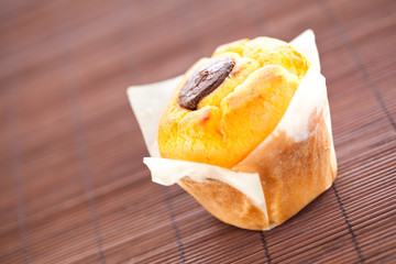 homemade muffin filled with chocolate