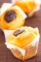 homemade muffin filled with chocolate