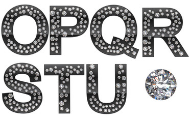 Diamond O-U letters with large gem