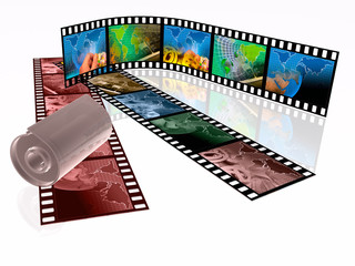 Film roll with colour pictures (communication)