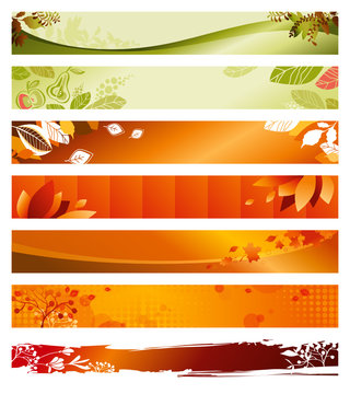 set of 7 autumn banners