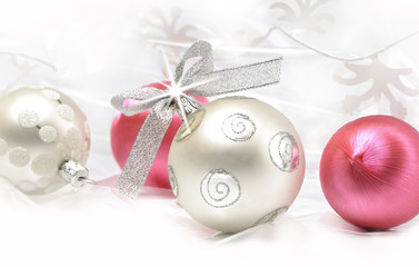 Christmas ball baubles with silver decoration,