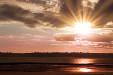 Sunset on Saint Helier beach - Jersey island