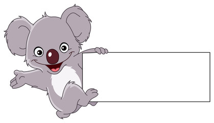 Koala climbing a sign © Yael Weiss
