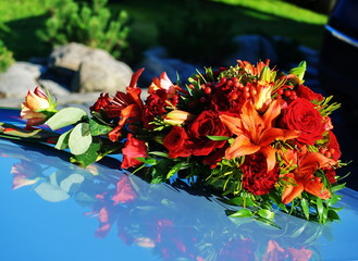 Flowers on car