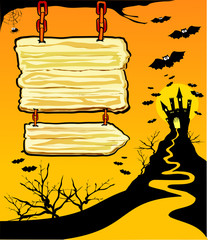 Halloween background with sign