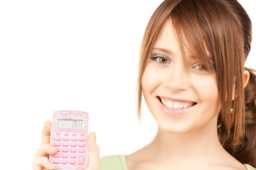 lovely teenage girl with calculator