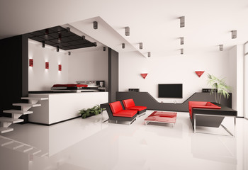 Schlafzimmer und wohnzimmer 3d