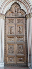 Wooden Portal. St. Francesco Basilica. Assisi. Umbria.