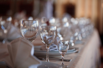 Empty wineglasses on the table