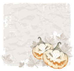 Halloween vector background with hand drawn pumpkins