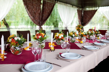 Wedding flowers - tables set for wedding