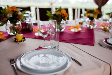 Wedding flowers - tables set for wedding
