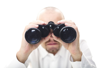 man with binocular