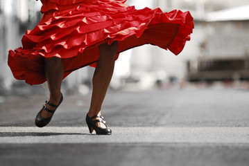 Flamenco Dancer's legs in red dress - 25853823