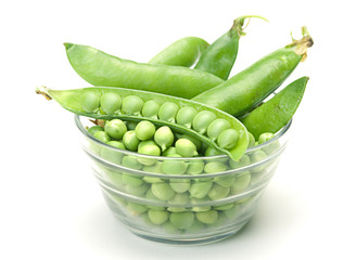 Vegetable peas in glass dishware