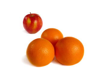 Three orange and red apple