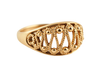 golden ring isolated on the white background