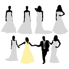 bride silhouette collection.Vector