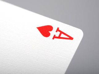 Macro picture of ace of hearts playing card
