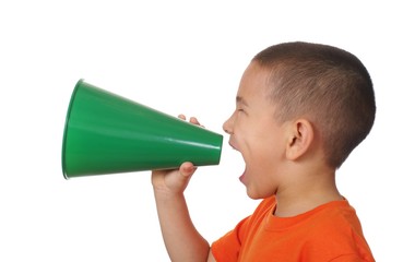 kid shouting through a megaphone
