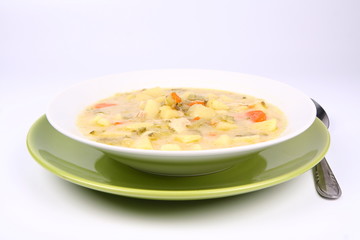 Pickled cucumber soup, traditional Polish cuisine