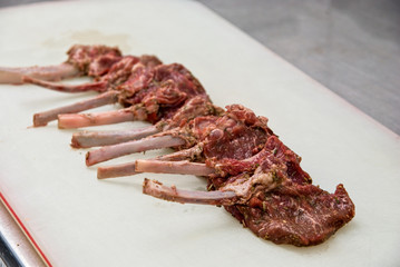 raw marinated lamb meat