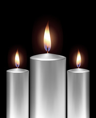 Realistic Silver Christmas Candles