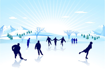 Schlittschuhlaufen im  Winter